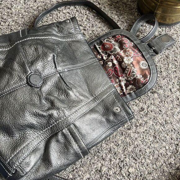 Clarks Leather Backpack Pewter Metallic Silver Travel School Medium Casual